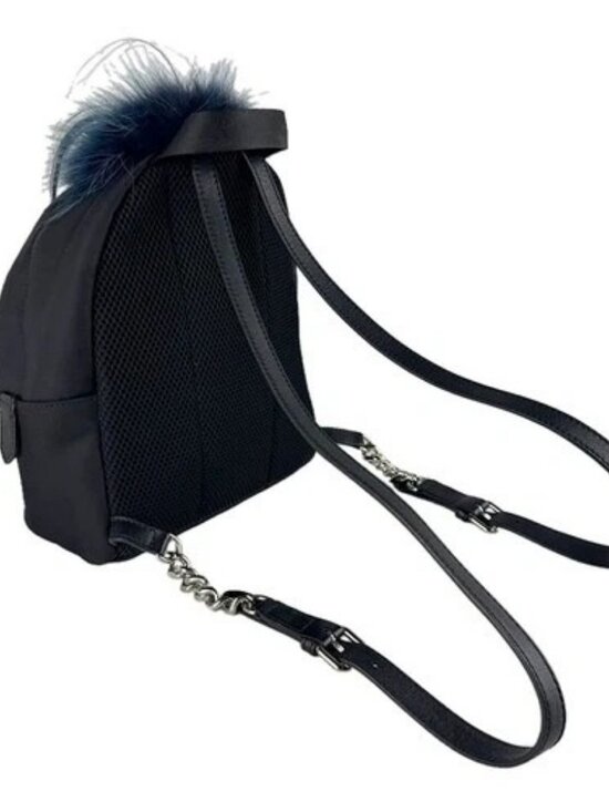 Auth FENDI ZAINO MINI Backpack Black Nylon/Fur/Silvertone - z9473 main image 8